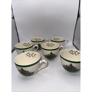 Lot Of 6 Vintage Spode Christmas Tree Tea/ Coffee Cups Made In England